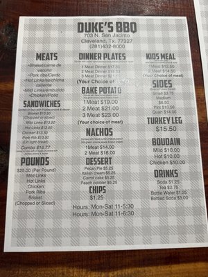 Menu photo 1 Duke's Bar-B-Que Cleveland, TX