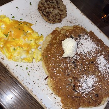 First Watch - Peacan and Carrot pancake , chicken sausage , and cage free eggs - Breakfast & Brunch Near Me - Dallas, Texas First Watch - Peacan and Carrot pancake , chicken sausage , and cage free eggs - Breakfast & Brunch Near Me - Dallas, Texas