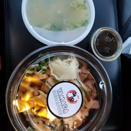 Regular poké bowl (2 scoops). Comes with miso soup! Regular poké bowl (2 scoops). Comes with miso soup!