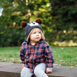 Lynn Ashley Photo - Little guy modeling off his flannel and beanie with bear ears.