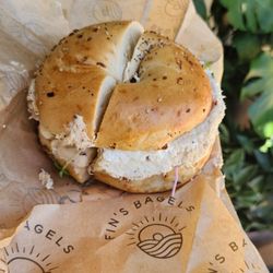 Finn's Bagel with smoked fish salad