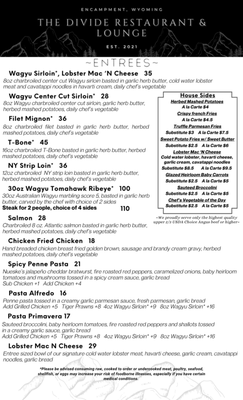 Menu photo 1 The Divide Restaurant & Lounge Encampment, WY
