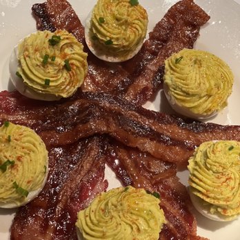 BrickTop's Restaurant - Deviled eggs with maple brown sugar bacon - Breakfast & Brunch Near Me - Charlotte, North Carolina BrickTop's Restaurant - Deviled eggs with maple brown sugar bacon - Breakfast & Brunch Near Me - Charlotte, North Carolina