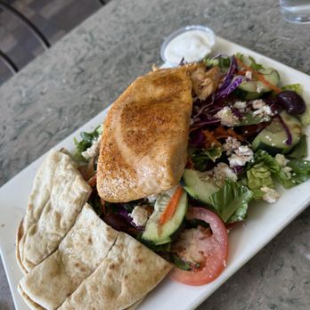 Mediterranean Cafe - Salmon Greek Salad - Greek Near Me - San Diego, California