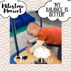 TheraTree Pediatric Therapy - Sawyer showed the ability to reach for objects on the floor and the turn his body around and put it on the "worm" on the other side.