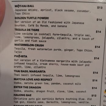 The Blind Goat - Cocktail menu - Vietnamese Near Me - Houston, Texas