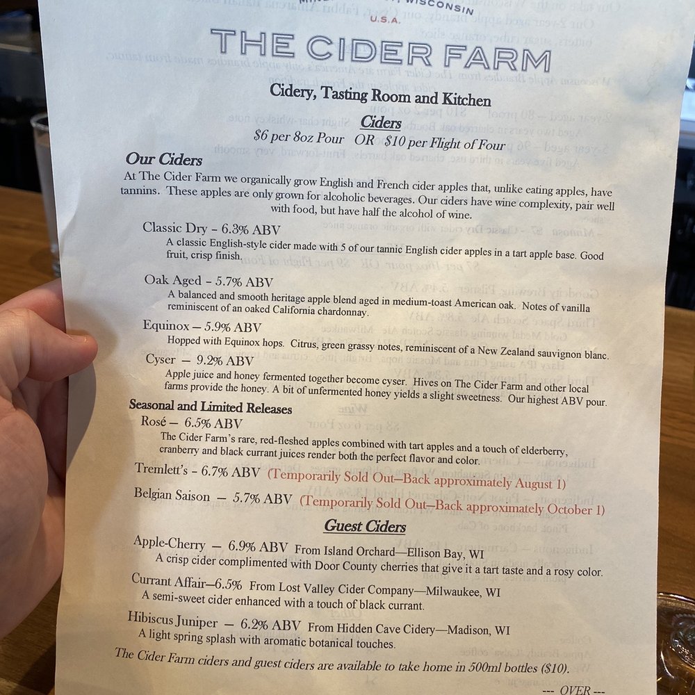 The Cider Farm - Menu continued - Cideries Near Me - Madison, Wisconsin The Cider Farm - Menu continued - Cideries Near Me - Madison, Wisconsin