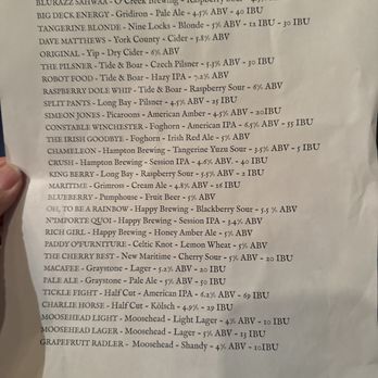 Saint John Ale House - Beer list - Seafood Near Me - Saint John, New Brunswick