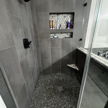 specfloors - Master bath shower completely redone and made larger. Love the Niche!! - Flooring Near Me - Houston, Texas