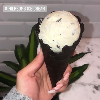 Milkbomb Ice Cream - Cookie Dough with Charcoal Cone - Ice Cream & Frozen Yogurt Near Me - Berkeley, California