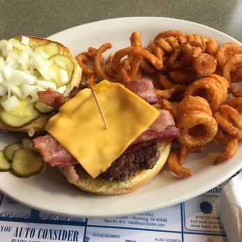 New Beginning's - Bacon cheeseburger with curly fries - Breakfast & Brunch Near Me - Grand Rapids, Michigan