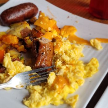 Strawberry Place - Scrambled eggs with cheese homefries and sausage - Breakfast & Brunch Near Me - Nyack, New York