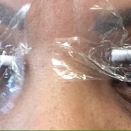 Process during eyelash perm..