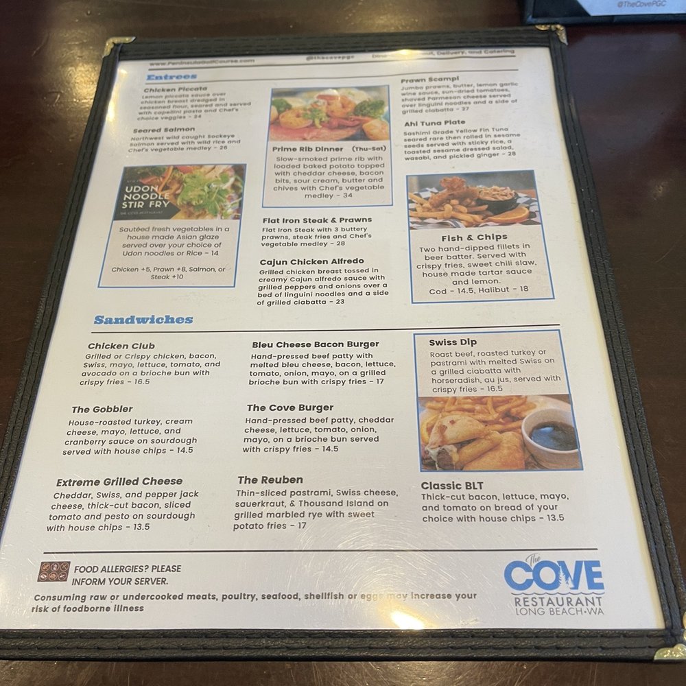The Cove Restaurant - Menu - New American Near Me - Long Beach, Washington The Cove Restaurant - Menu - New American Near Me - Long Beach, Washington