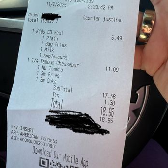 Hardee's - Receipt showing it's supposed to come with applesauce - Burgers Near Me - Glen Carbon, Illinois Hardee's - Receipt showing it's supposed to come with applesauce - Burgers Near Me - Glen Carbon, Illinois
