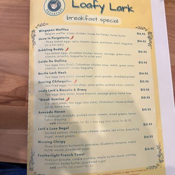 Loafy Lark - Menu - Breakfast & Brunch Near Me - East Wareham, Massachusetts