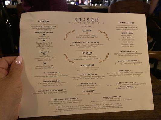 Menu photo 2 Saison Cellar & Wine Bar San Francisco, CA