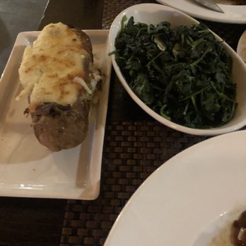 Rails Steakhouse - Double Stuffed Baked Potato Sautéed Spinach, Garlic & Oil - Steakhouses Near Me - Towaco, New Jersey