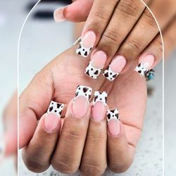 Princess Nail Bar - Jessica did an AMAZING job! Her first time attempting the cow print and they came out beautiful!