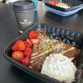 Honey 2 A Bee - Berries Crepe and hot cappuccino - Coffee & Tea Near Me - Tempe, Arizona