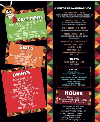 Menu photo 8 Crazy Burrito Authentic Mexican Grill Tampa, FL