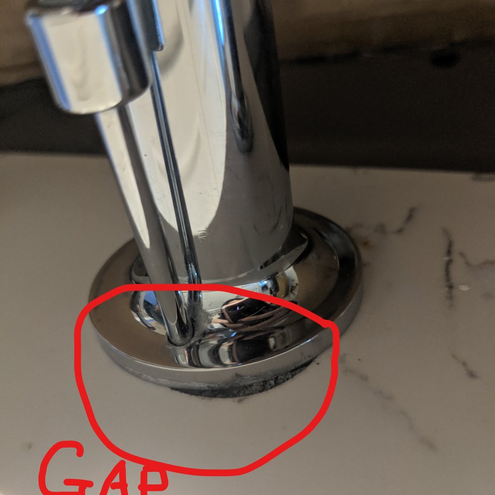 Poor countertop hole drilling.. kept denying their responsiblity Poor countertop hole drilling.. kept denying their responsiblity