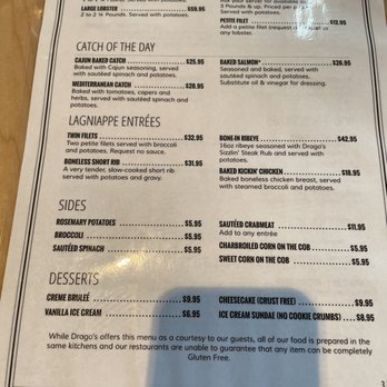 Drago’s Seafood Restaurant - Gluten free menu - Seafood Near Me - Baton Rouge, Louisiana