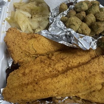 Granny’s Soulfood - Fried Catfish, Fried Okra and Cabbage - Soul Food Near Me - Stockbridge, Georgia