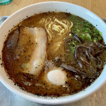 Kashiwa Ramen - Black garlic ramen ($11) with pork chashu ($1) and ramen egg ($1) - Ramen Near Me - Costa Mesa, California Kashiwa Ramen - Black garlic ramen ($11) with pork chashu ($1) and ramen egg ($1) - Ramen Near Me - Costa Mesa, California