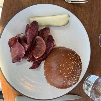 Manhatta - Dry Aged Burger w/Koji Onions, Cooper Sharp, and Chips - New American Near Me - New York, New York