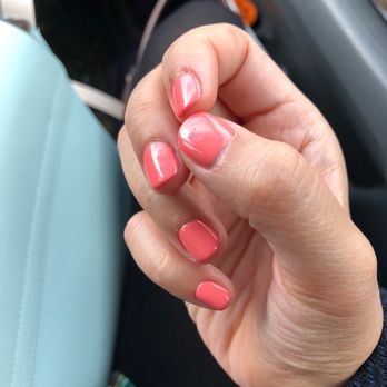 Glossi Nail Bar - Gel nails, it hadn't been more than an hour yet but the gel has a few little dents - Nail Salons Near Me - Colma, California Glossi Nail Bar - Gel nails, it hadn't been more than an hour yet but the gel has a few little dents - Nail Salons Near Me - Colma, California
