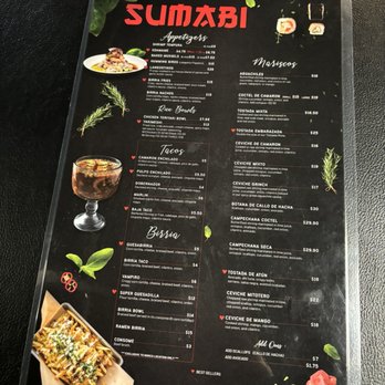 Sumabi - Menu (front) - Sushi Bars Near Me - Norco, California