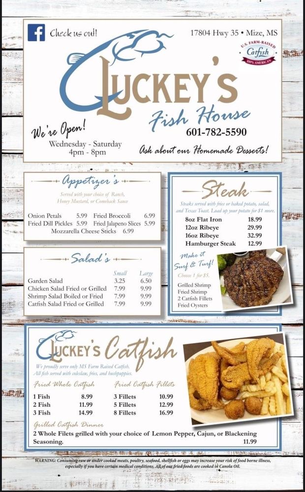 LUCKEY’S FISH HOUSE 48 Photos 17804 Hwy 35, Mize, Mississippi