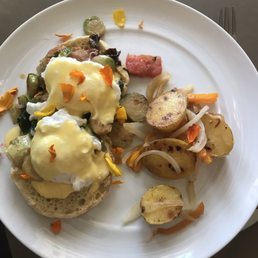 Brussel sprouts and bacon egg Benedict's. Brussel sprouts and bacon egg Benedict's.