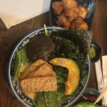 Hinodeya - Newark - CREAMY Ramen (Vegan) and karaage chicken with matcha salt - Ramen Near Me - Newark, California