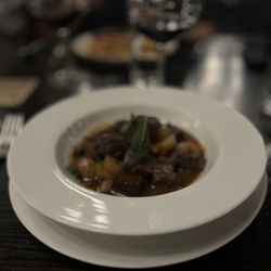 Blurry beef bourguignon.  Take my word for it.  Great meal!