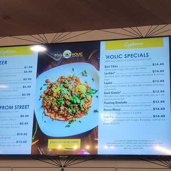 Eggholic - Menu as of February 2023 - Indian Near Me - Chantilly, Virginia