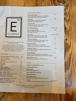 Menu photo 5 Element Sutter Creek, CA