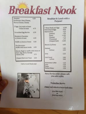 Menu photo 4 The Breakfast Nook Davis, WV