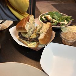 Wraptitude - Pecan cranberry salad with giant burger with fresh ingredients and delicious meat