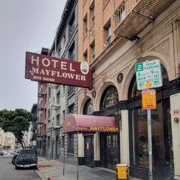 Exterior outside entrance of Mayflower Hotel - San Francisco, California Exterior outside entrance of Mayflower Hotel - San Francisco, California