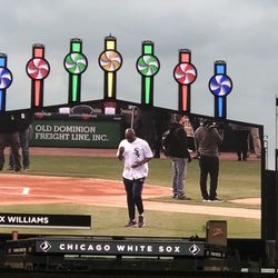 Man City Ambassador Alex Williams throws out the first pitch at Chicago White Sox Guaranteed Rate Field!