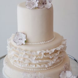 Fondant ruffle cake with handmade sugar flowers