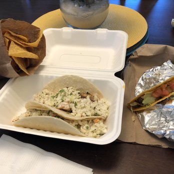 Robinson's Cruse Thru - Two grilled fish tacos, one crispy beef taco, chips and guacamole. - Mexican Near Me - Fort Walton Beach, Florida Robinson's Cruse Thru - Two grilled fish tacos, one crispy beef taco, chips and guacamole. - Mexican Near Me - Fort Walton Beach, Florida