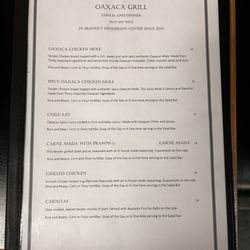 Oaxaca Grill - Drink & Food Menu as of March 2025. Excellent salad bar!