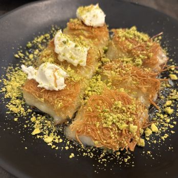 Nomadic Kitchen - Kunefe - pan fried shredded dough with sweet cheese - $10. - Turkish Near Me - Redwood City, California