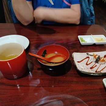 Sushi Totoro - Green tea, miso soup and unagi nigiri. Unagi is cooked freshwater eel, and is quite savory. - Sushi Bars Near Me - Aurora, Colorado Sushi Totoro - Green tea, miso soup and unagi nigiri. Unagi is cooked freshwater eel, and is quite savory. - Sushi Bars Near Me - Aurora, Colorado