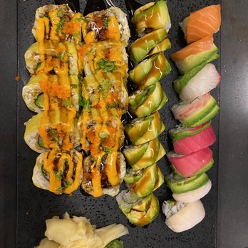 Tokyo Harbor - Left to right rolls: Memories of Geisha, Caterpillar, Rainbow - Sushi Bars Near Me - Plano, Texas