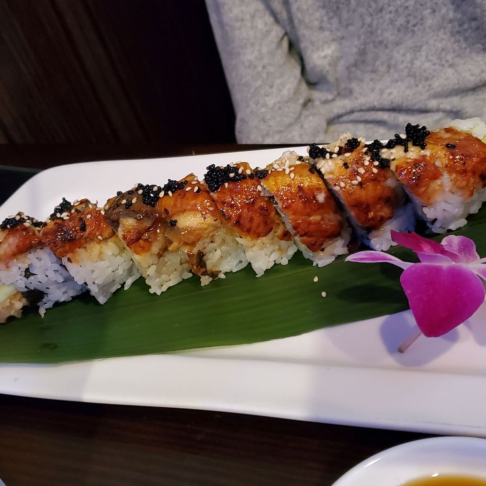 Mahzu Sushi & Grill - Dragon roll with eel on top - Sushi Bars Near Me - Gainesville, Florida Mahzu Sushi & Grill - Dragon roll with eel on top - Sushi Bars Near Me - Gainesville, Florida