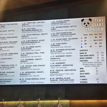 Tiny Giant Taproom - Menu as of 12-22-25 - Beer Bar Near Me - San Diego, California Tiny Giant Taproom - Menu as of 12-22-25 - Beer Bar Near Me - San Diego, California